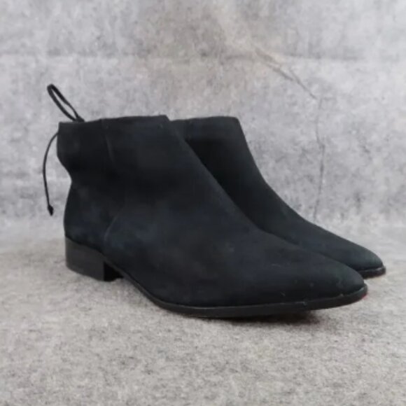 Splendid Shoes Womens 6 Bootie Niva Black Suede Leather Pointed Toe Ankle Boots - Picture 1 of 10